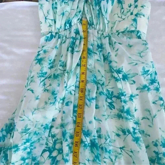 NWT Jill Stuart High Low Halter Maxi Dress Turquoise White Size 4 - Picture 15 of 16